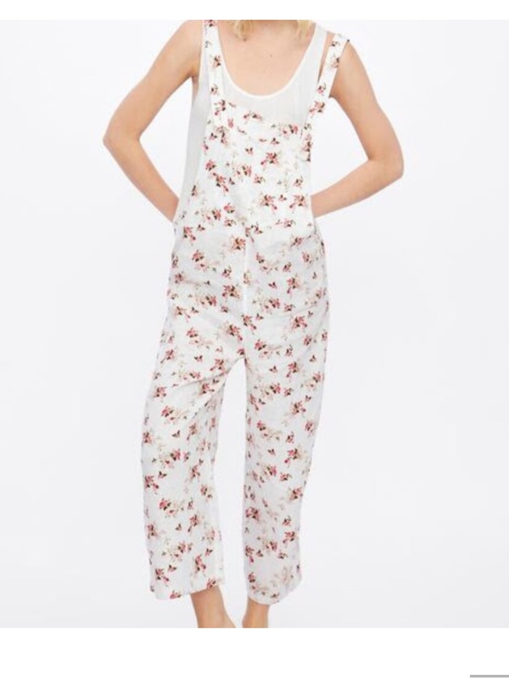 Zara floral linen overalls